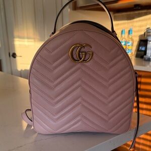 Gucci Used Pink Quilted Backpack